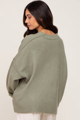 Light Olive Drop Shoulder Maternity Sweater