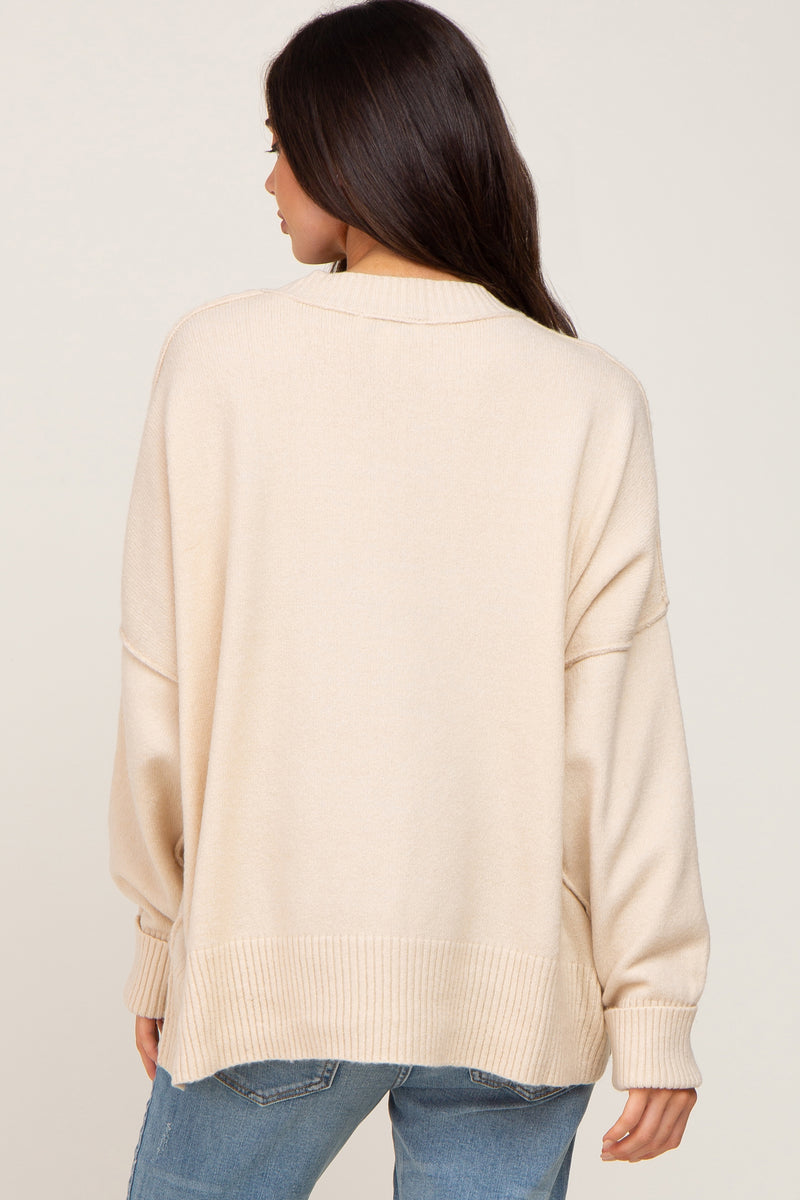 Cream Drop Shoulder Maternity Sweater– PinkBlush
