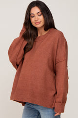 Rust Drop Shoulder Maternity Sweater