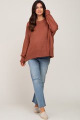 Rust Drop Shoulder Maternity Sweater