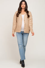 Taupe Chunky Cable Knit Maternity Cardigan