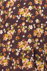 Mocha Floral Smocked Tie Back Maternity Dress