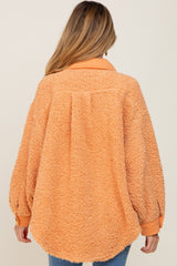 Peach Contrast Oversized Sherpa Maternity Coat