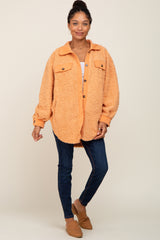 Peach Contrast Oversized Sherpa Coat