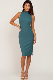 Jade Ribbed Mock Neck Dress