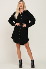 Black Corduroy Button Down Dress