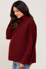 Burgundy Mock Neck Maternity Sweater