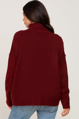 Burgundy Mock Neck Maternity Sweater