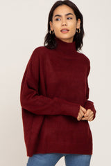 Burgundy Mock Neck Maternity Sweater