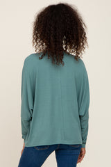 Light Olive Ribbed Dolman Sleeve Henley Top