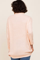 Light Pink Open Knit Mock Neck Sweater