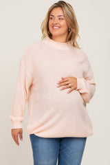 Light Pink Mock Neck Maternity Plus Sweater