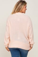 Light Pink Mock Neck Maternity Plus Sweater