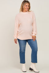 Light Pink Mock Neck Maternity Plus Sweater