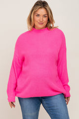 Fuchsia Mock Neck Maternity Plus Sweater