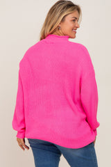 Fuchsia Mock Neck Maternity Plus Sweater