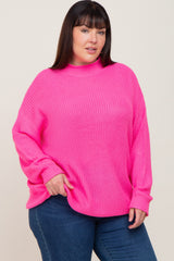 Fuchsia Mock Neck Maternity Plus Sweater