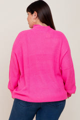 Fuchsia Mock Neck Plus Sweater