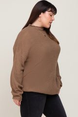 Brown Mock Neck Plus Sweater