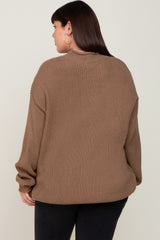 Brown Mock Neck Plus Sweater