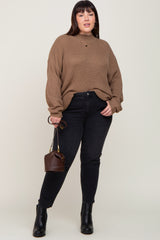 Brown Mock Neck Plus Sweater