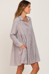 Taupe Tiered Button Down Dress