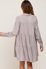 Taupe Tiered Button Down Dress