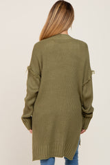 Olive Knit Oversized Side Slit Maternity Sweater