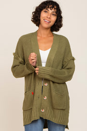 Olive Knit Oversized Side Slit Sweater