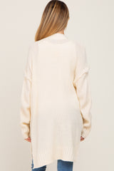 Ivory Knit Oversized Side Slit Maternity Sweater