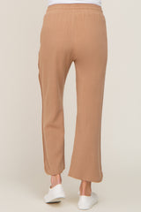 Taupe Drawstring Waist Linen Maternity Pants