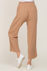 Taupe Drawstring Waist Linen Pants