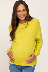 Yellow Ribbed Accent Cropped Maternity Sweater