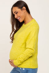 Yellow Ribbed Accent Cropped Maternity Sweater