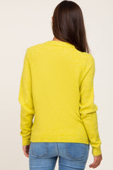 Yellow Ribbed Accent Cropped Maternity Sweater