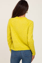 Yellow Ribbed Accent Cropped Sweater