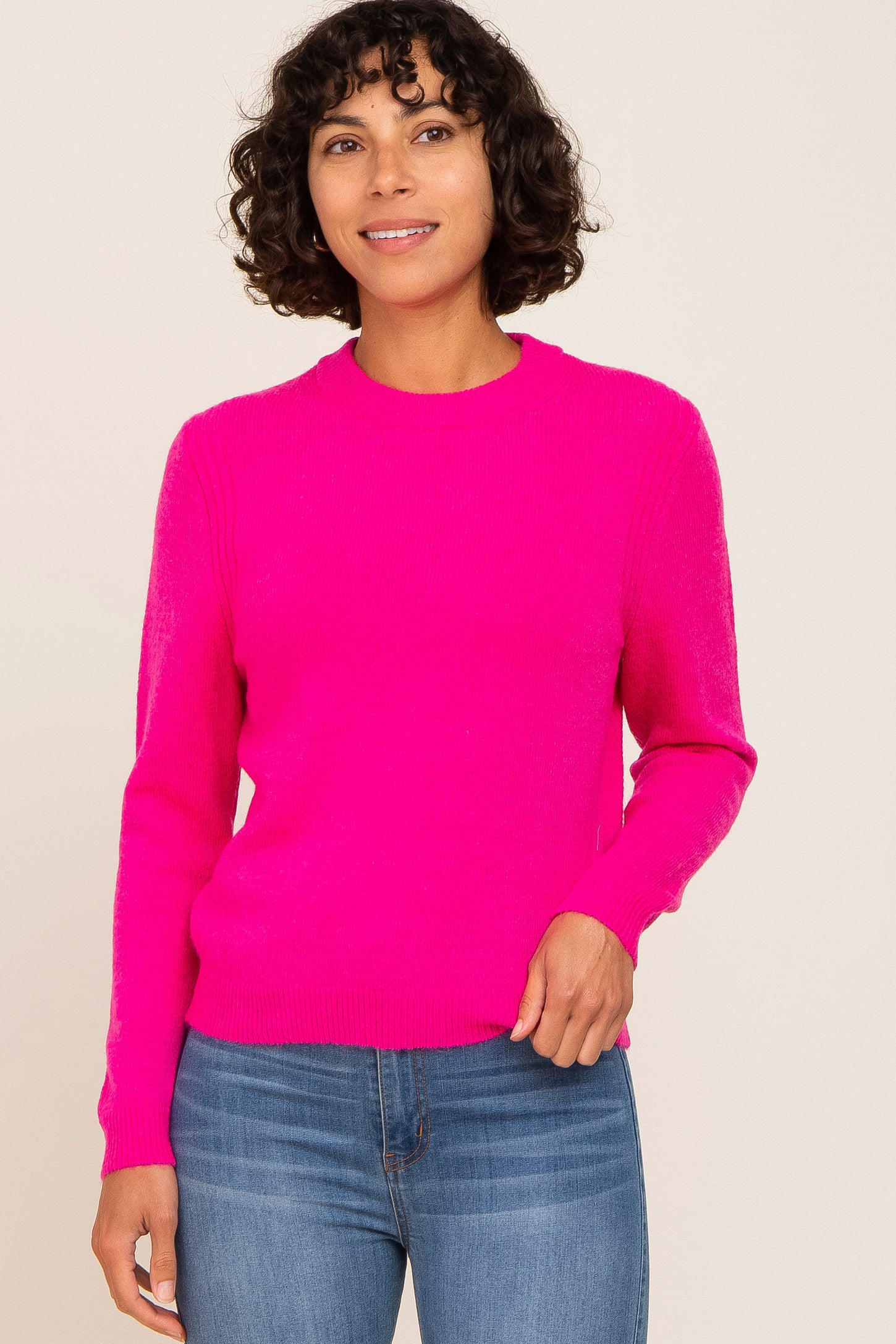 Ribbed Accent Brushed Dolman Sweater