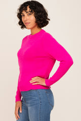 Fuchsia Ribbed Accent Cropped Sweater