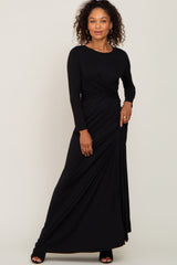 Black Twisted Waist Maxi Dress