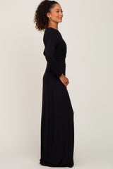 Black Twisted Waist Maxi Dress