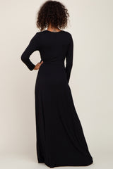 Black Twisted Waist Maxi Dress