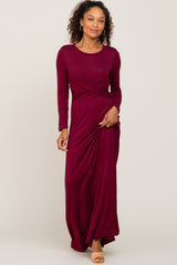 Burgundy Twisted Waist Maxi Dress