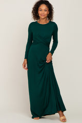 Forest Green Twisted Waist Maxi Dress