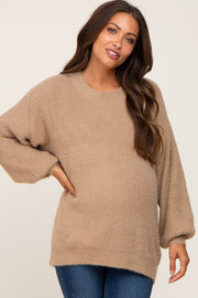 Taupe Soft Knit Maternity Sweater