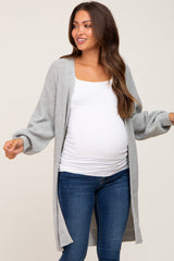 Grey Knit Maternity Cardigan