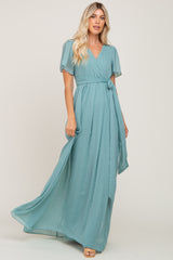 Jade Swiss Dot Chiffon Maternity Maxi Dress