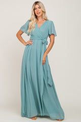 Jade Swiss Dot Chiffon Maxi Dress