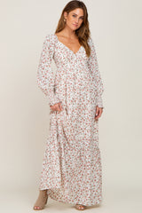 Ivory Floral Long Sleeve Maxi Dress