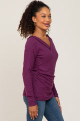 Plum Brushed Ribbed Long Sleeve Top