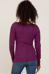 Plum Brushed Ribbed Long Sleeve Top